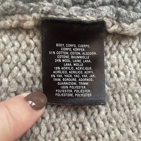 Sleeping On Snow Cardigan Women Large Gray Penny Lane Wool Yak Blend Cable Knit - Picture 10 of 11